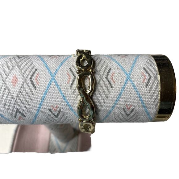 Vintage Gold Tone Infinity Infinit Loop Stretch Bracelet - Picture 2 of 5